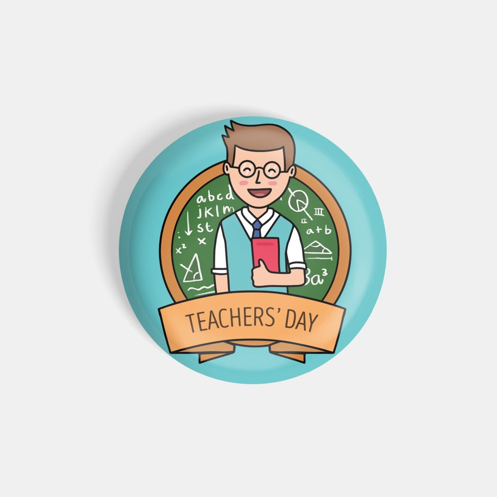 dhcrafts Round Fridge Magnet Blue Teacher's Day D3 Glossy Finish Design Pack of 1 (58 mm)